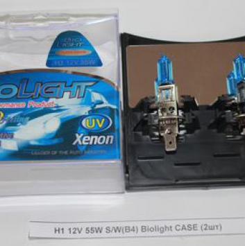 К-т галогеновых лампочек H1 12V 55W S/W(B4) Biolight CASE (2 шт)