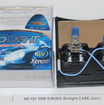 К-т галогеновых лампочек H3 12V 55W S/W(B4) Biolight CASE (2 шт)