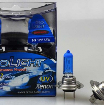 К-т галогеновых лампочек H7 12V 55W (BLUE) Biolight CASE (2шт)