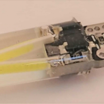 Лампочка светодиодная T10-2COB-силикон-с обманкой-бесполярность 12V W